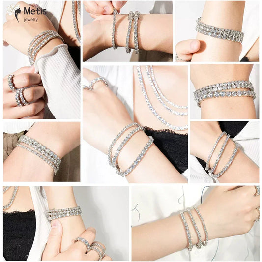 Bracelet Tennis Fin Entièrement Moissanite Plaqué Or 18 carats Argent Sterling 925 Bracelet Diamant Créé en Laboratoire Couleur D pour Femmes et Hommes