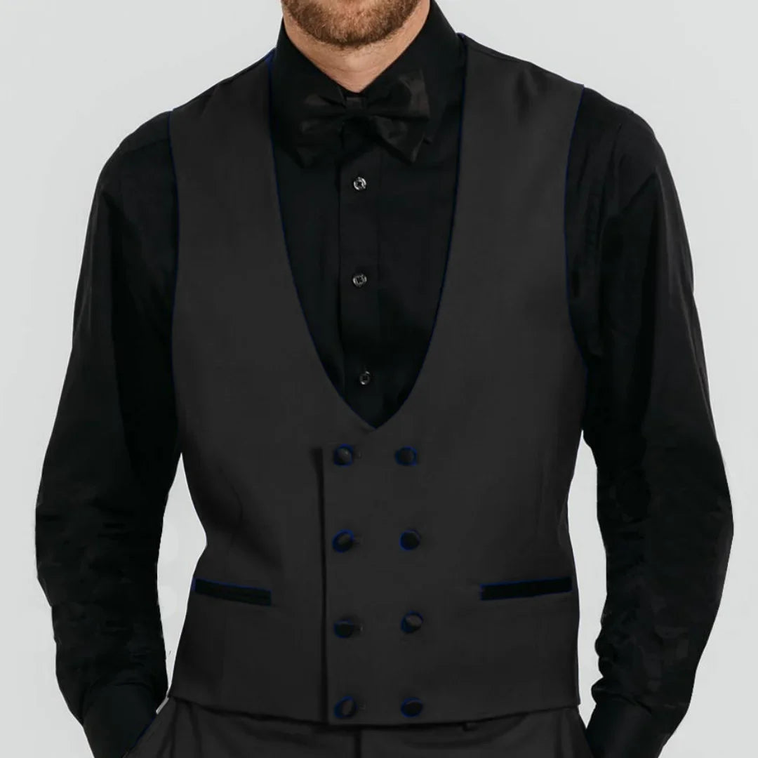 Men Vest Royal Blue Double Button Solid Waistcoat For Wedding Birthday Banquet Party Business Work Daily Casual Men Suit Vest