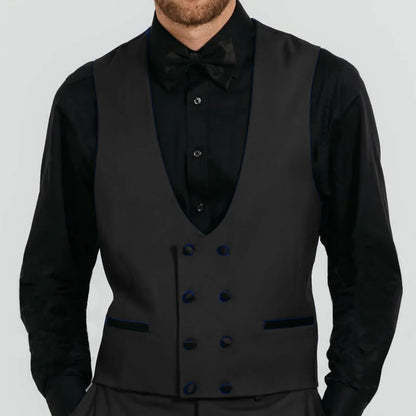 Men Vest Royal Blue Double Button Solid Waistcoat For Wedding Birthday Banquet Party Business Work Daily Casual Men Suit Vest
