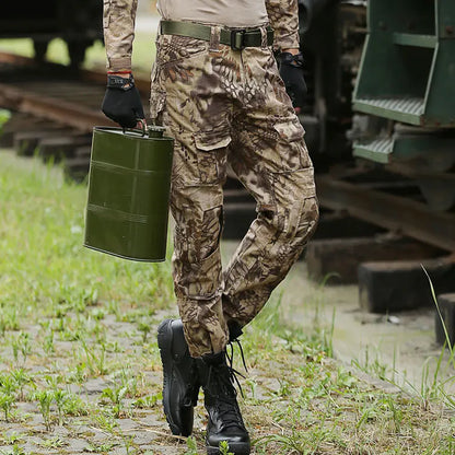 Men's Fashion Outdoor Hiking Overalls Pants Camouflage Tactical Pants Hunting Uniform Fighting Multi-Pocket Trousers