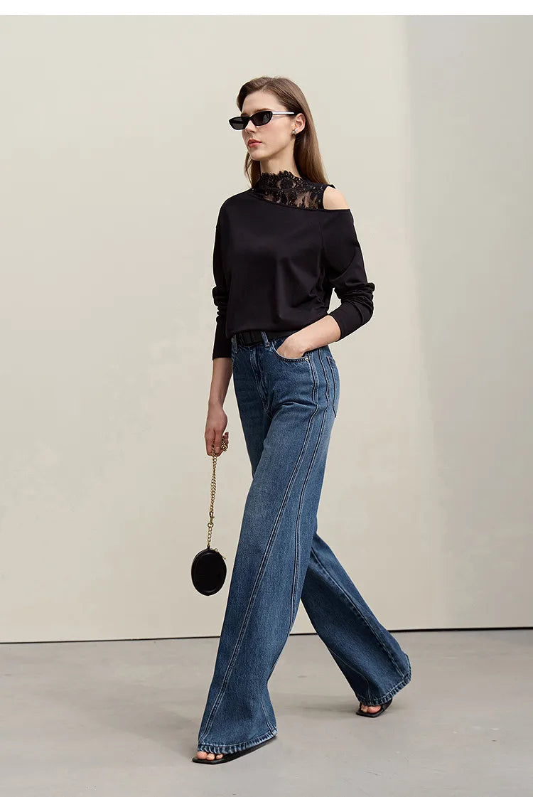 Women's Jeans 2026 Spring New Casual Cotton Denim Flared Long Pants Retro Loose Commuter Versatile Woman Trousers 12651025