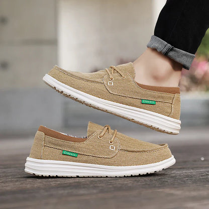 Men's Canvas Shoes Retro Loafers Lightweight Flats Leisure Footwear Male Summer Moccasin Men Casual Business Shoe