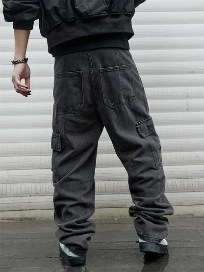 Y2k New Baggy Jeans Male Hip Hop Harajuku Trousers Wide Leg Denim Pants Men's Jeans Streetwear Korean Oversize Cargo Pants