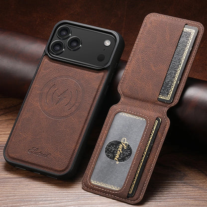 2 in 1 Leather Case For iPhone 17 Promax Air 16 Pro max 15 Plus 14 Pro 13 12 Wireless Charging Kickstand Card Slots Phone Cover