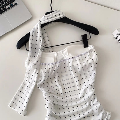 Polka Dot Holiday Top Women Strapless Backless Ribbons Sheer Spicy Girl Camisole 2026 Summer Mesh Hotsweet Sexy Camis