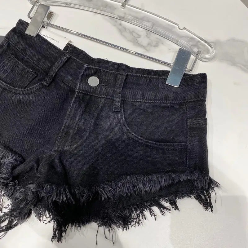 Denim Shorts Women High Street Hotsweet Casual Low Waist Raw Edges Holes A-line Korean Style Y2k Spicy Girls Summer Shorts