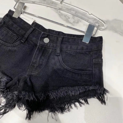 Denim Shorts Women High Street Hotsweet Casual Low Waist Raw Edges Holes A-line Korean Style Y2k Spicy Girls Summer Shorts