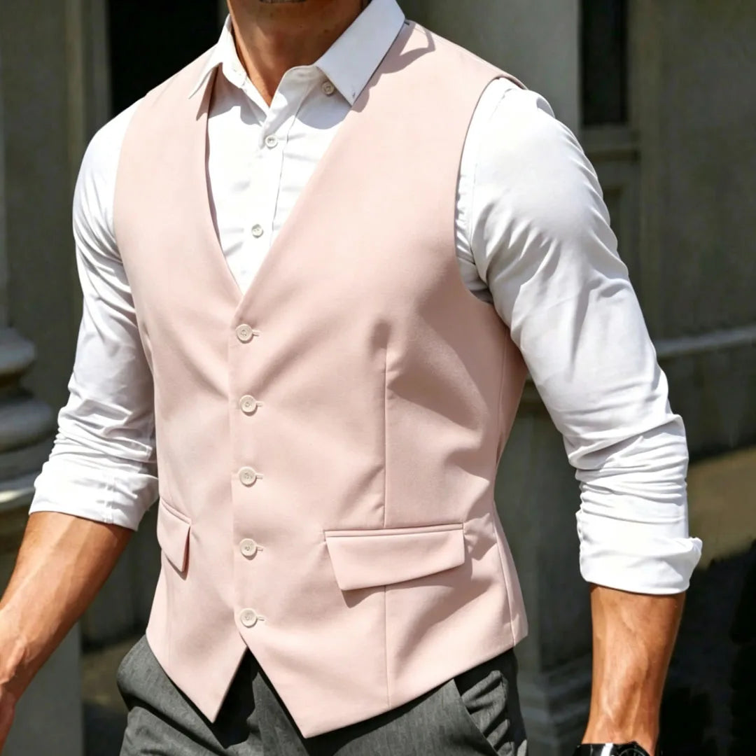 Men Vest White Single Breasted V Neck Solid Waistcoat For Wedding Banquet Business Party Work Office Casual Daily Men Suit Vest