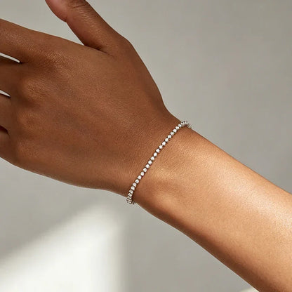 Certified 2mm All Moissanite Tennis Bracelets for Women Thin Chain Lab Diamond Dainty Jewelry 100% Real 925 Pure Silver