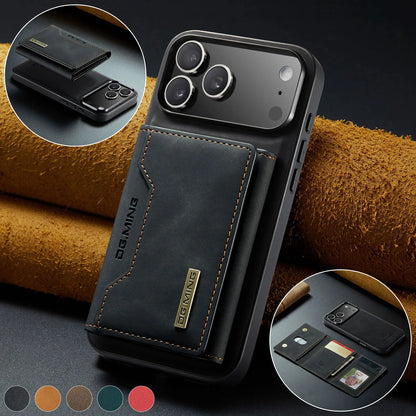 Luxury Leather Phone Case for IPhone 17 Pro Max Air16E 16 14 15 Plus 13 12 11 Pro Max Magnetic Detachable Card Stand Wallet