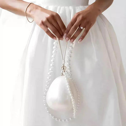 Women Acrylic mini egg bag cute pearl Evening Clutch Bag with beaded strap For Wedding Party Luxury purse And Handbag Designer