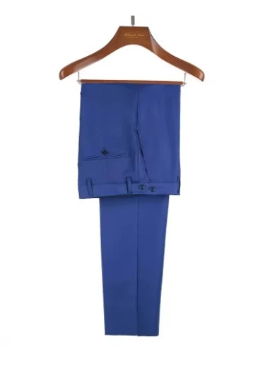 Royal Blue Formal Men's Suit 2 Piece Set Stand Collar Blazer Pants Slim Fit Wedding Groom Tuxedo Party Dress
