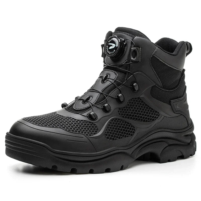 Men's Safety Work Boots Steel Toe Breathable Indestructible Puncture-Proof Rotary Buckle Shoes Comfortable Brand Work Footwear