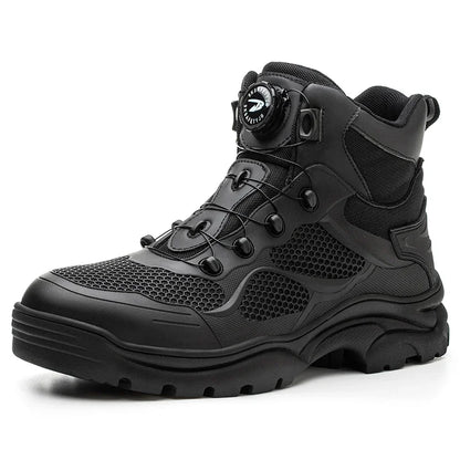 Men's Safety Work Boots Steel Toe Breathable Indestructible Puncture-Proof Rotary Buckle Shoes Comfortable Brand Work Footwear