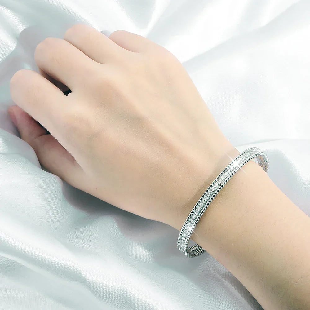 2mm D Moissanite Bangle Women Gift Solid 925 Silver Bracelet Sparkling Lab Diamond Hand Circles Joker Fold Wear Jewelry