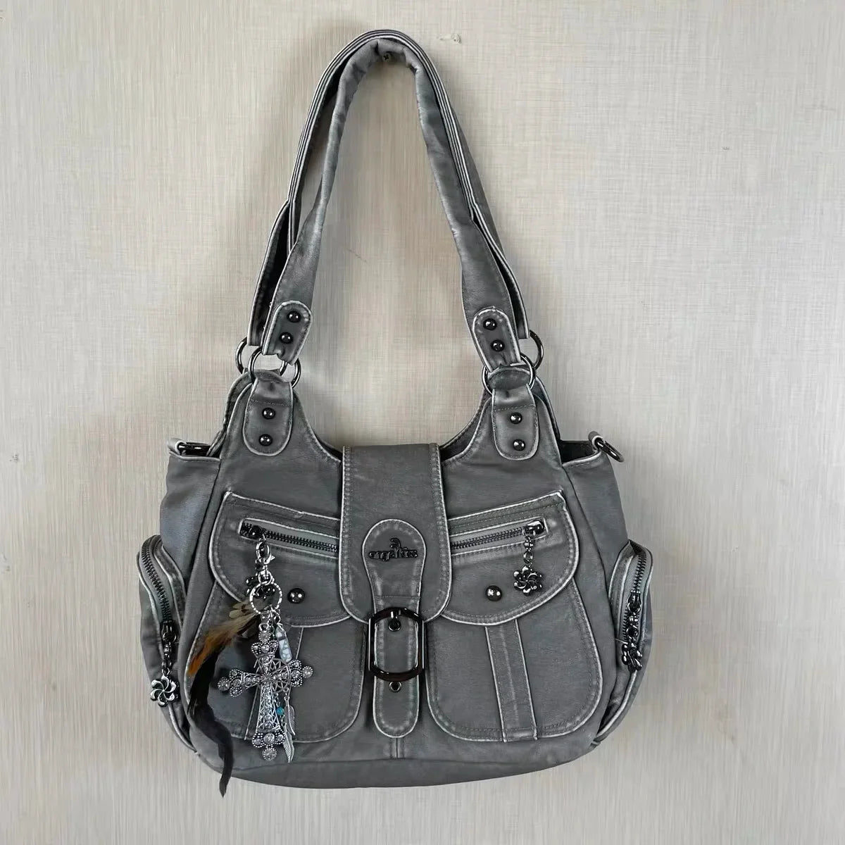 Vintage Women Handbags PU Shoulder Bag Satchel Top-handle Shoulder Bag Fashion Dumpling Pack Multi-pockets Shoulder Bags