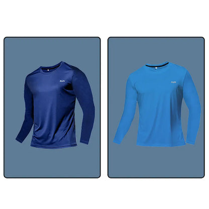 Men Long Sleeve Sport T-shirt Quick Dry Running Shirt Breathable Anti-sweat Top Gym T Shirt Men Fitness Gym Clothing Men 2023