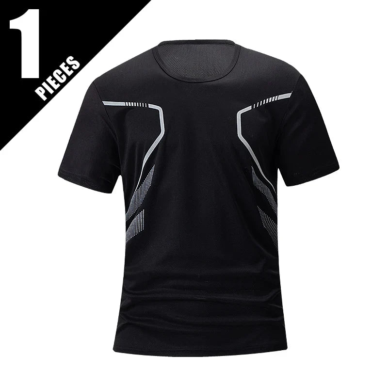 1/3 Piece Men's Four Season Printed Short Sleeved Sports Fitness Quick Drying Comfortable Plus Size Youth Casual Basic Top
