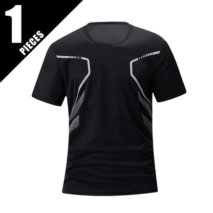 1/3 Piece Men's Four Season Printed Short Sleeved Sports Fitness Quick Drying Comfortable Plus Size Youth Casual Basic Top