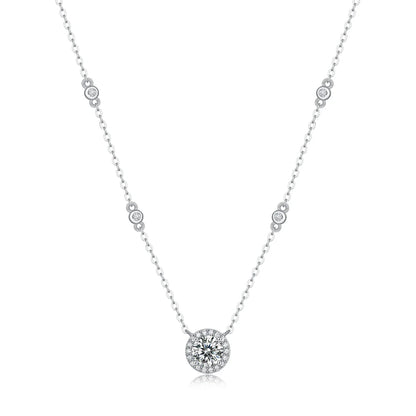 Certified 1CT Moissanite Necklace for Women D Color Lab Created Diamond 925 Silver Chains Original Certified Jewelry With GRR