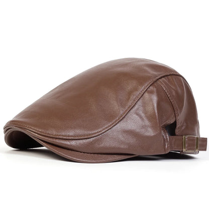 Men Retro Pu Leather Newsboy Caps JAMONT labeling British Painters Hats Spring Autumn Side Adjustable Flat Cap Hip Hop Berets