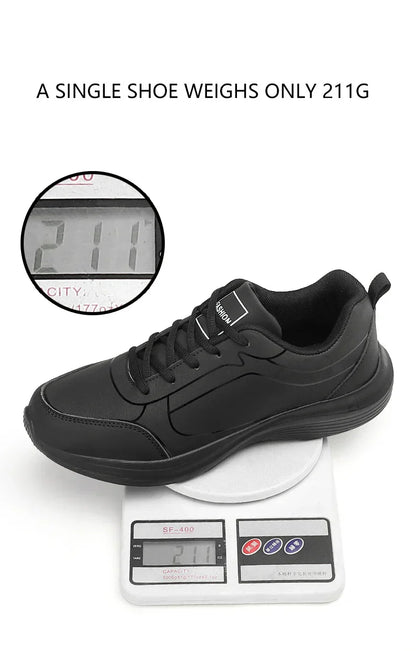2025 New Lightweight Men Casual Leather Sneakers Non-slip Breathable Male Outdoor Running Shoes Lace Up Soft Sport Shoes