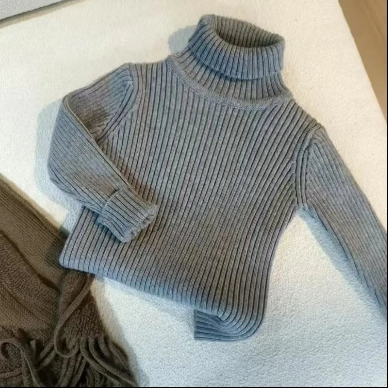 Children's Winter Thick 3pcs Set 2026 New Kids Boys & Girls Fashionable High Collar Sweater + Padding Vest + Velvet Pants 2-10Y