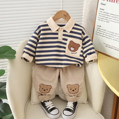 New Autumn Baby Clothes Set Children Boys Striped T-Shirt Pants 2Pcs/Sets Infant Girls Clothing Toddler Costume Kids Tracksuits