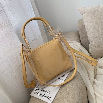 Fashion Transparent Women Shoulder Bag Jelly Candy Summer Beach Handbag for Female Messenger Bags Bolsa Totes Bucket Bag