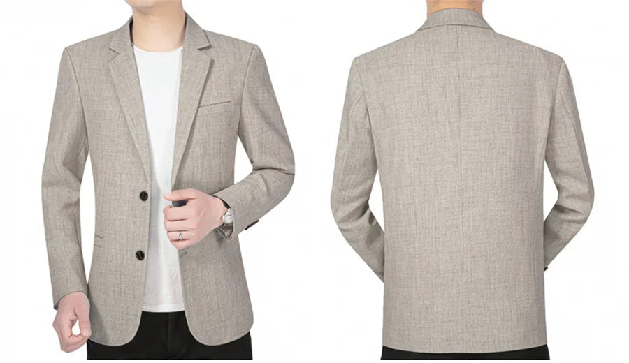 Sky Blue Men's Suit Jacket Thin Blazers Spring Autumn Solid Business Formal Wear Men Clothing Wedding Coat Oversize 4XL
