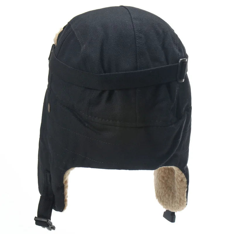 Army Military Ushanka Men&Women Windproof Winter Bomber Hats with Goggles Warm Lamb Wool Pilot Earflap Thermal Snow Cap