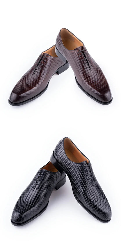 Luxury Genuine Leather Shoes Men Oxford Casual Business Office Shoes Comfortable Formal Lace Up Pointed Toe Dress Wedding Shoes