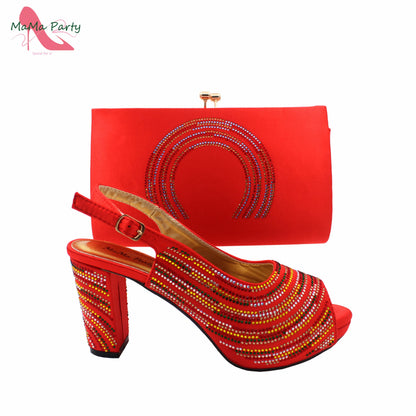 Orange Color Mature Pumps African Design Women Matching Shoes and Bag Set with Platform High Quality Sandals for Wedding