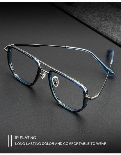Ultra Lightweight Titanium Frame TR90 Retro Polygonal Eyeglasses Frames Anti Blue Light Glasses Customizable Prescription