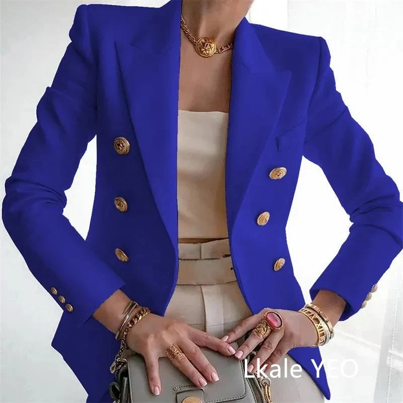 Women's Small Blazer Jacket 2026 Spring Autumn Casual Office Elegant Ladies Suit Coat High-end Double-breasted Lady Outerwear