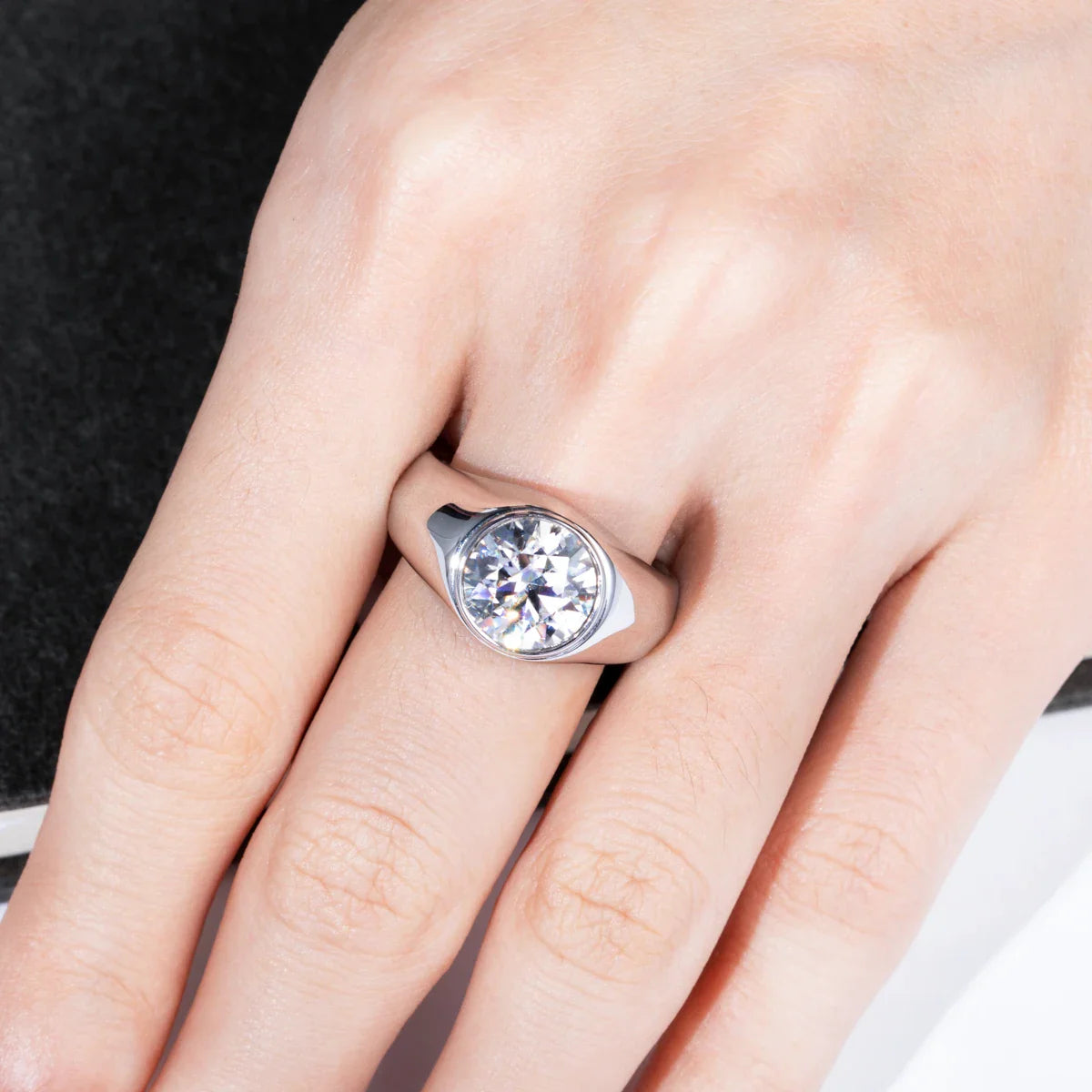 4ct D Color Moissanite Men Rings 18K Gold Plated  Silver Engagement Bezel Rings For Men Factory Jewelry Wholesale
