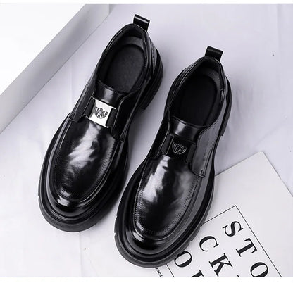Spring Autumn New Increase Leather Shoes for Men Black Business Casual Platform Shoes Male Fashion High Quality Dress Shoe Man