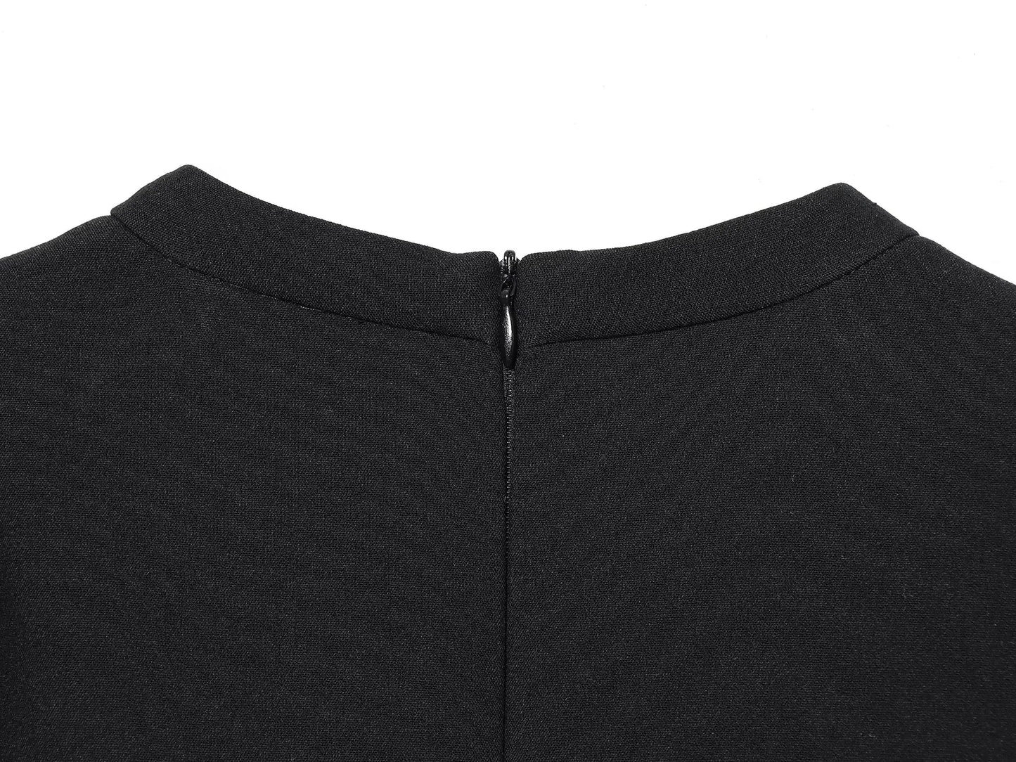 Elegant Holiday Chic Women Mini Dress Black O-Neck Zipper Short Puff Sleeve Dress Fashion 2026 Spring Summer Party Dress