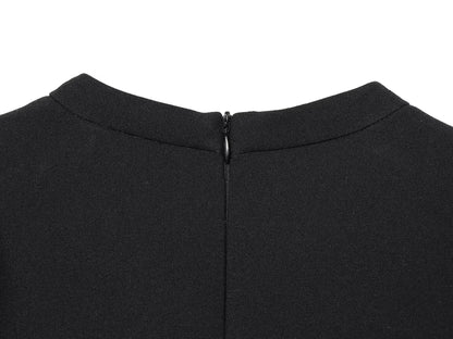 Elegant Holiday Chic Women Mini Dress Black O-Neck Zipper Short Puff Sleeve Dress Fashion 2026 Spring Summer Party Dress