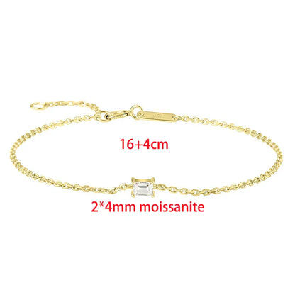 Trendy A Moissanite Bracelets for Women Letter Charm Adjustable Chain 100% 925 Sterling Silver Wedding Fine Jewelry Gifts