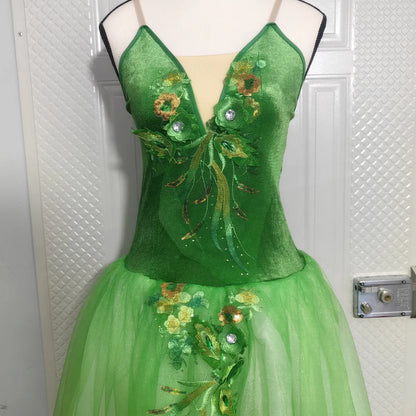 Long Ballet Tutu Skirts Flower Lace Dress Performance Costumes Princess Dance Practice Romantic Dress
