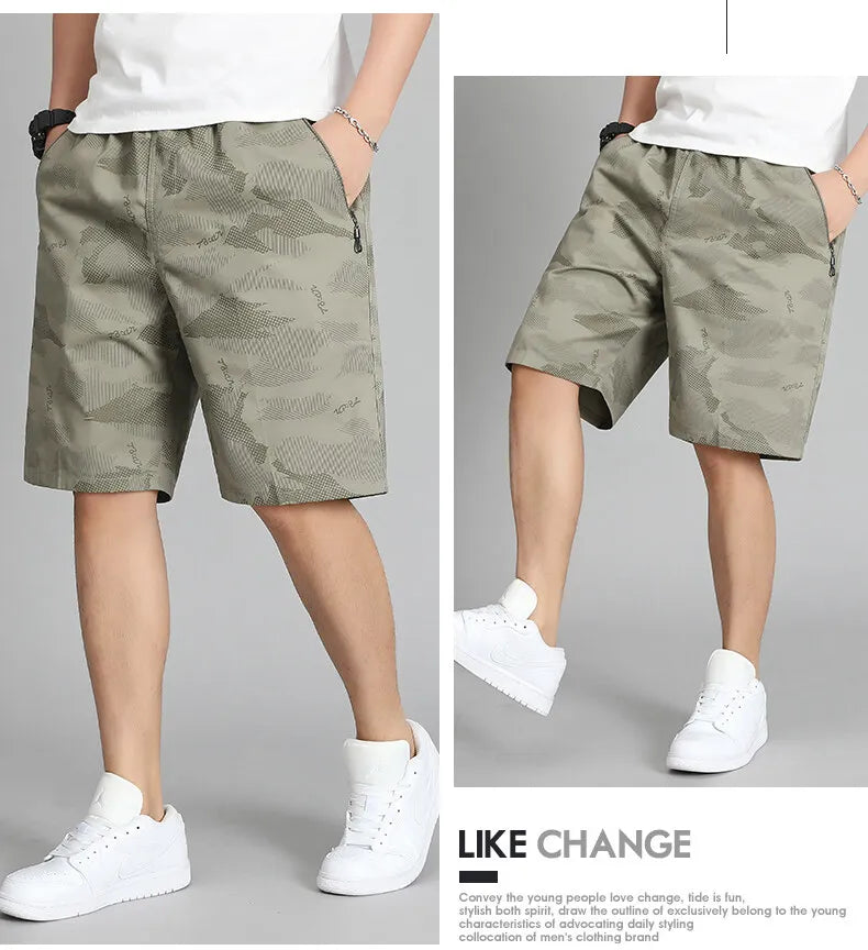 Mens Elastic Waist Casual Shorts Quick Dry Sweat Shorts Relaxed Fit Work Shorts Loose Casual Cotton Running  Short