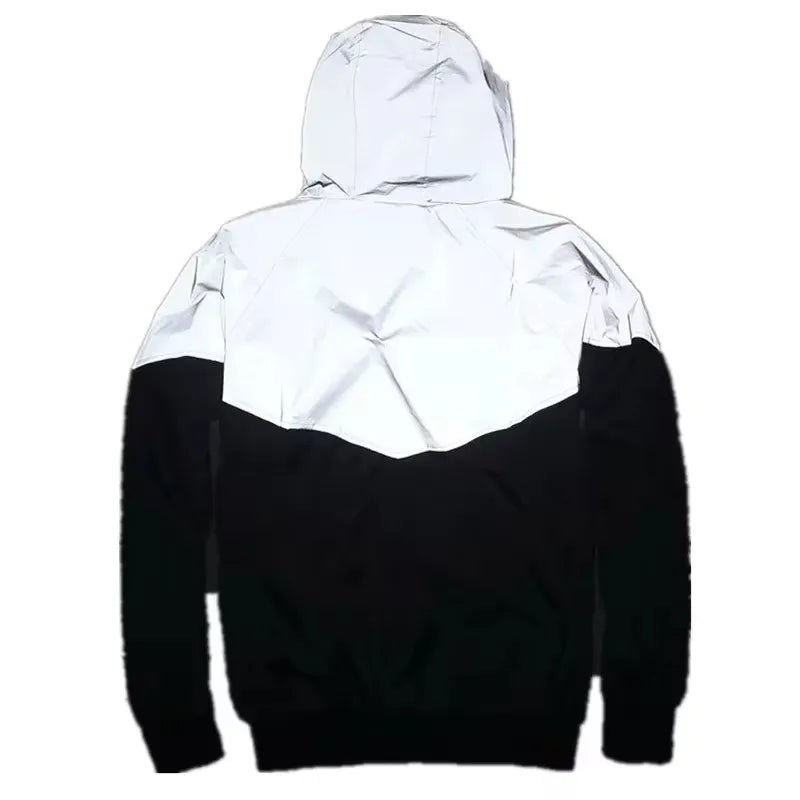 Men's Patchwork Night Reflective Jacket Casual Waterproof Windbreaker Party Dancer Hip Hop High Quality Coat Male Trend Brand
