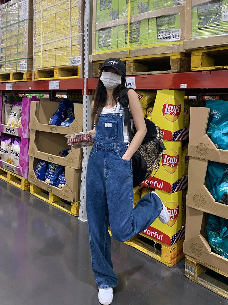 Plus Size Women's High Waist Overalls Denim Utili Pants Straight Leg Spring Autumn New Sle Loose Slimming Versatile Onesie