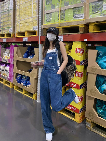 Plus Size Women's High Waist Overalls Denim Utili Pants Straight Leg Spring Autumn New Sle Loose Slimming Versatile Onesie