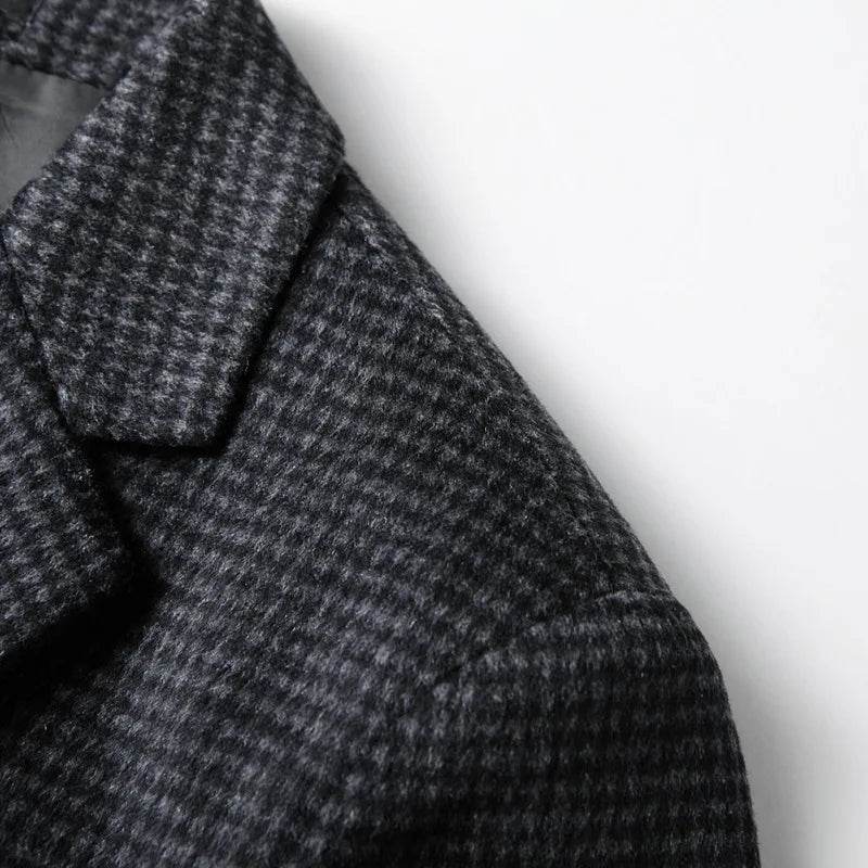 Autumn Winter New Fashion Men's Simple  Casual Business Trendy Loose Cotton Suit Blazers Male Houndstooth Coats Tops Clothes