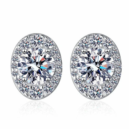 1cttw D Color Moissanite Stud Earrings for Women Oval Design Sparkling Lab Diamond 925 Sterling Silver Jewelry Wholesale