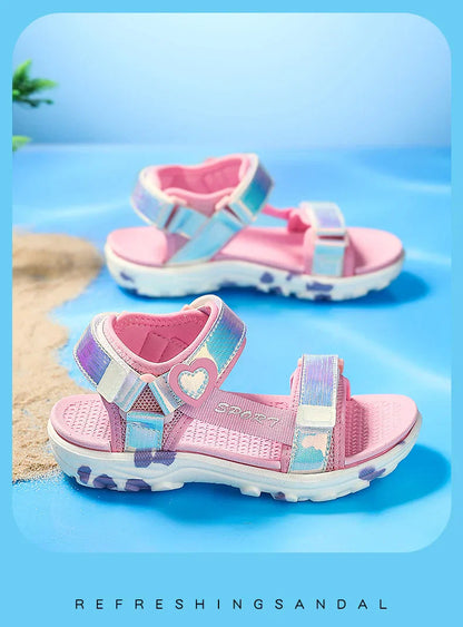 Girls' LED Sandals Children's Toddler Sports Beach Blue Pink Girls' Soft Shining Shoes Outdoor Soft Anti-Slip Princess LED Shoe