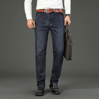 Models Spring Autumn Business Jeans Men Casual Straight Stretch Fashion Classic Work Denim Trousers Brand Clothing