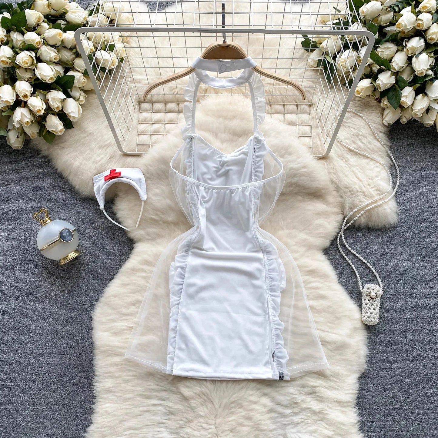 Woman Plus Size Sexy V-Neck Strap Dress Lace Trim Slim Short Dress Women Fashion Comfortable Dress Party Hotsweet